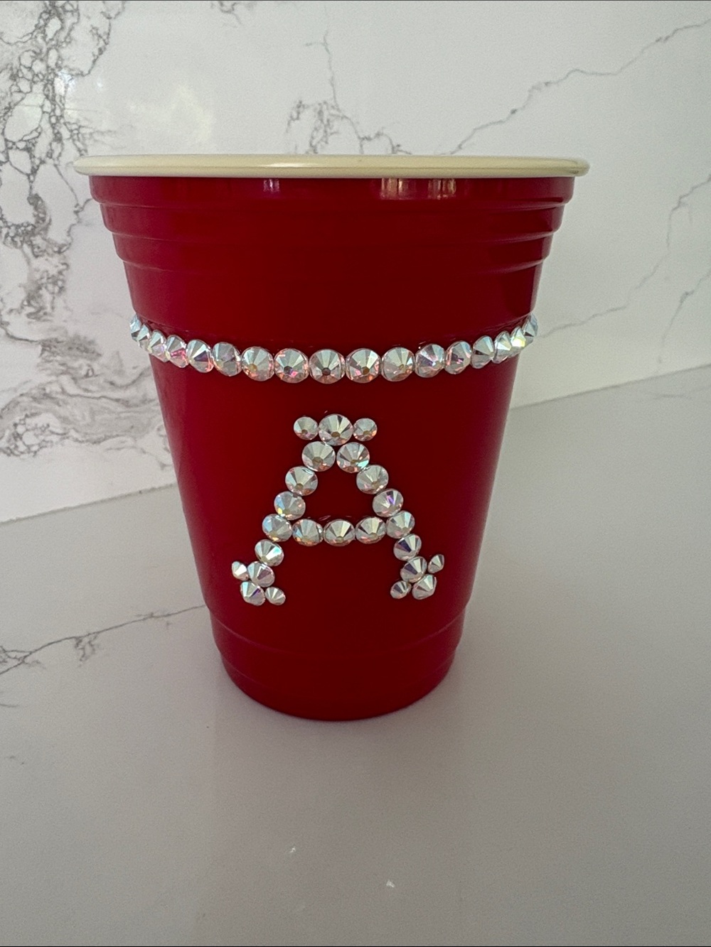 Glitzy Bella Red Swarovski Crystal Solo Cup;(cold/hot cup) letter A